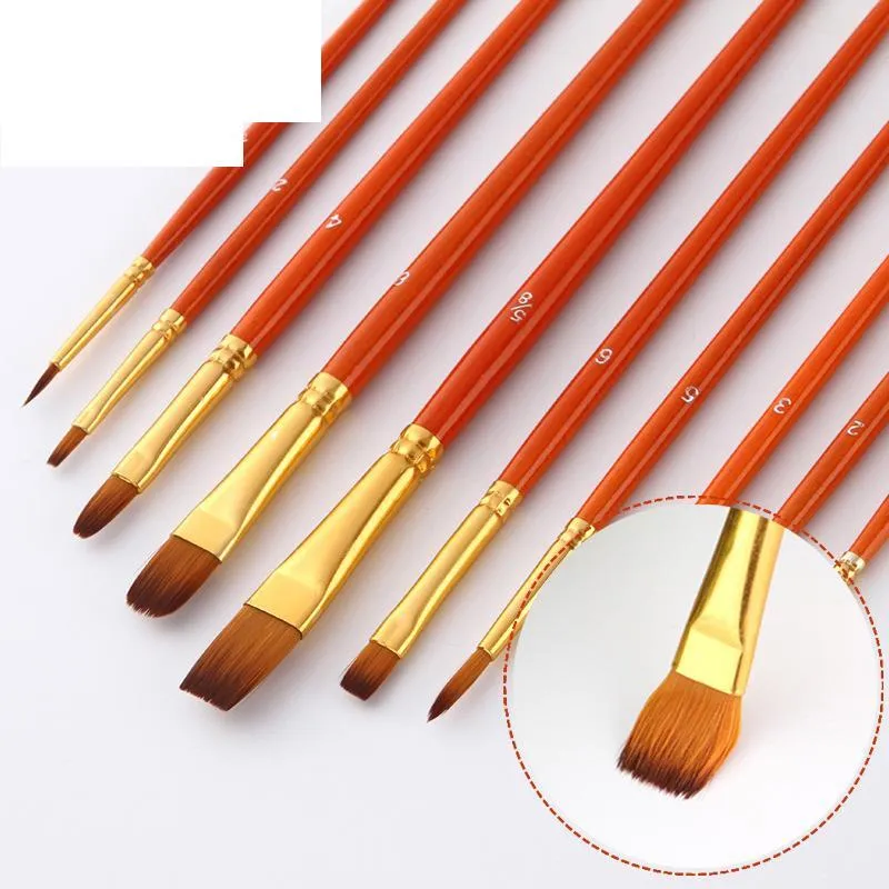 10pcs  Nylon Hair Brush Watercolor   Mahogany Stick Paint Brush