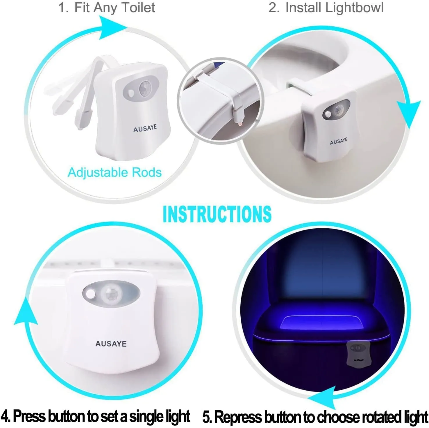 16-Color  Motion Sensor Activated Bathroom LED Bowl Nightlight