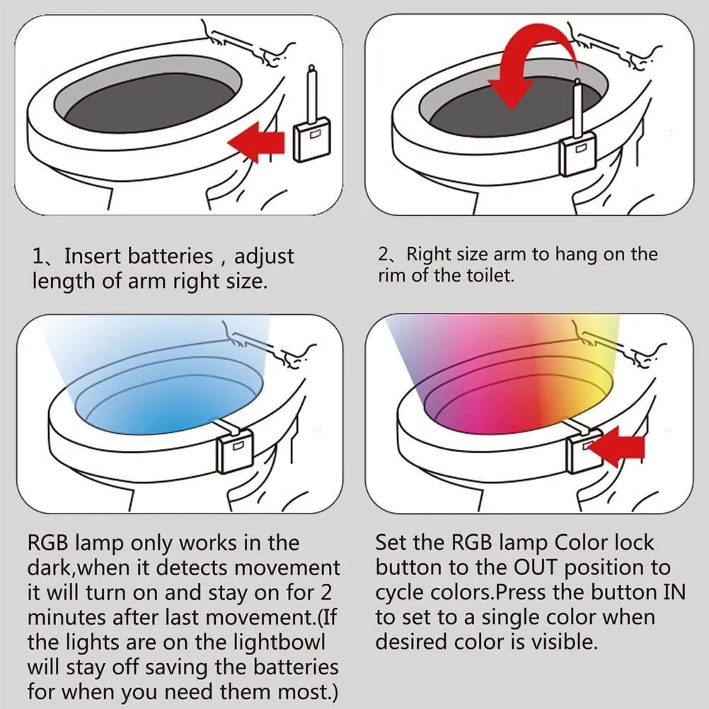 16-Color  Motion Sensor Activated Bathroom LED Bowl Nightlight