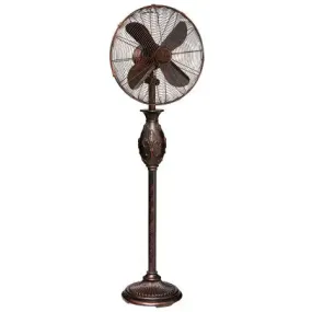 16 in. Copper Fleur De Lis Floor Fan