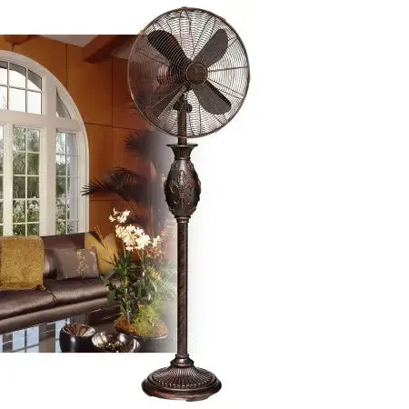 16 in. Copper Fleur De Lis Floor Fan