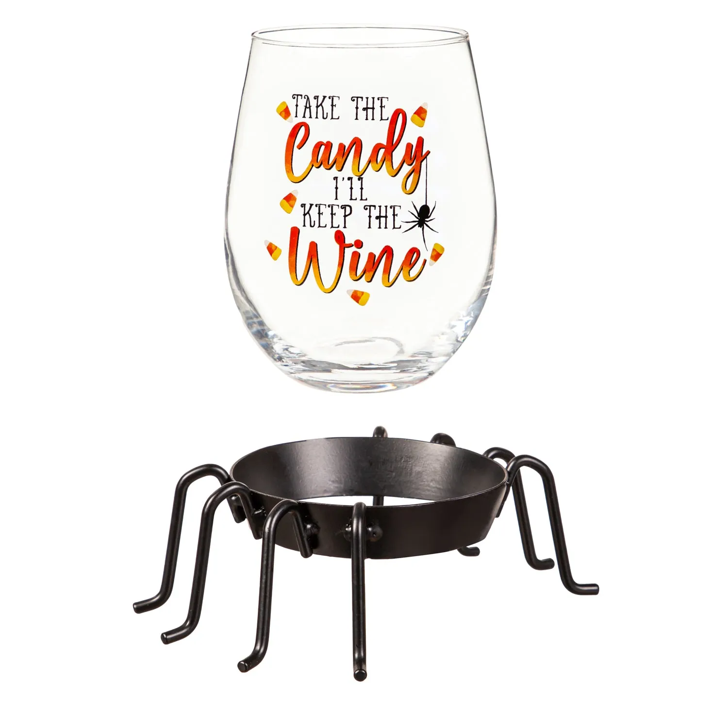 17oz Stemless Glass w/ Spider Cup Holder and Gift Box