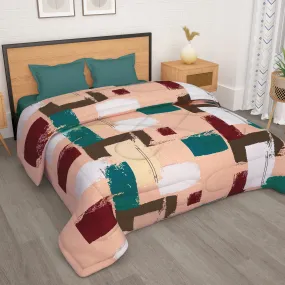 180 GSM Peach Abstract Microfiber Fusion Reversible Double / Single Comforter