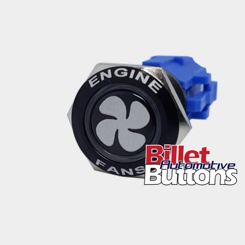 19mm FEATURED 'FAN SYMBOL' Billet Push Button Switch Thermo Engine Fans