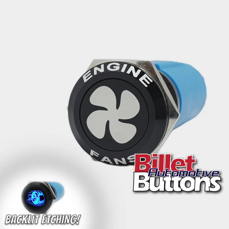 19mm FEATURED 'FAN SYMBOL' Billet Push Button Switch Thermo Engine Fans