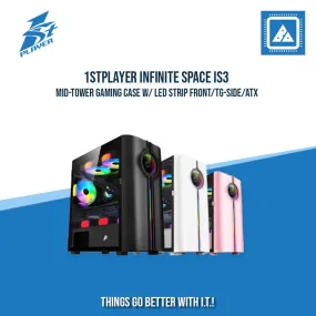 1STPLAYER INFINITE SPACE IS3 MID-TOWER GAMING CASE W/ LED STRIP FRONT/TG-SIDE/ATX