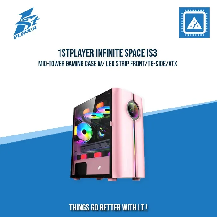 1STPLAYER INFINITE SPACE IS3 MID-TOWER GAMING CASE W/ LED STRIP FRONT/TG-SIDE/ATX