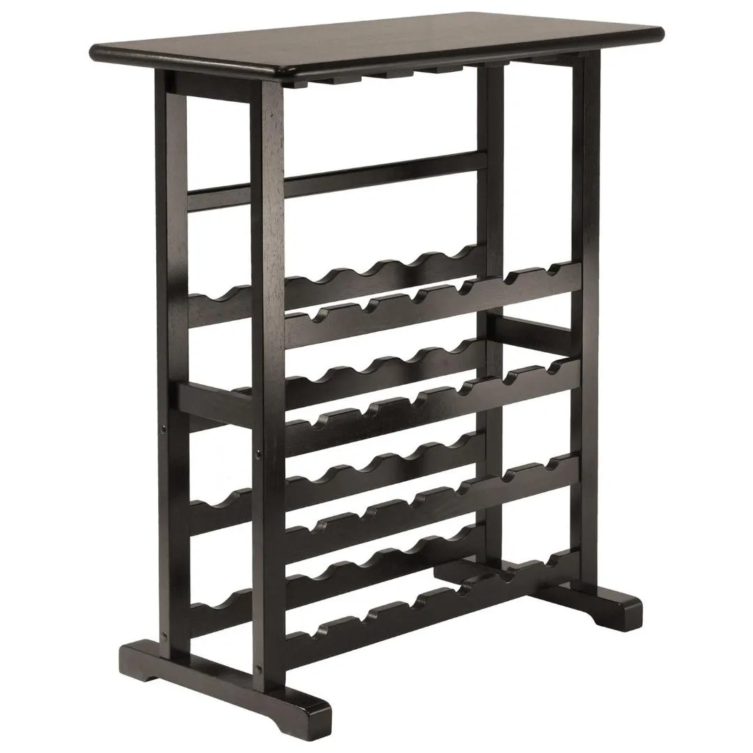 24-Bottle Wine Rack Table with Stemware Glass Hanging Rack