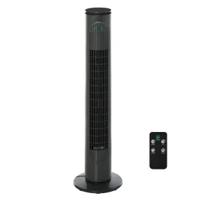 30'' Freestanding Tower Fan, 3 Speed 3 Mode, 10h Timer, 70 Degree Oscillation, LED Light, 5M Remote Controller, Dark Grey