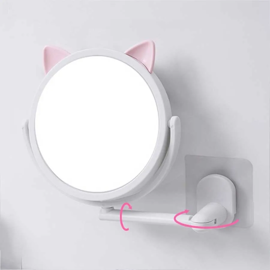 360 Degree Rotating Cute Cat Wall Mirror