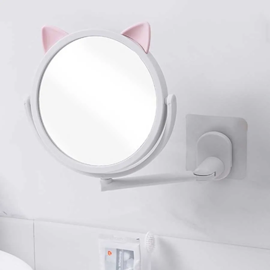 360 Degree Rotating Cute Cat Wall Mirror