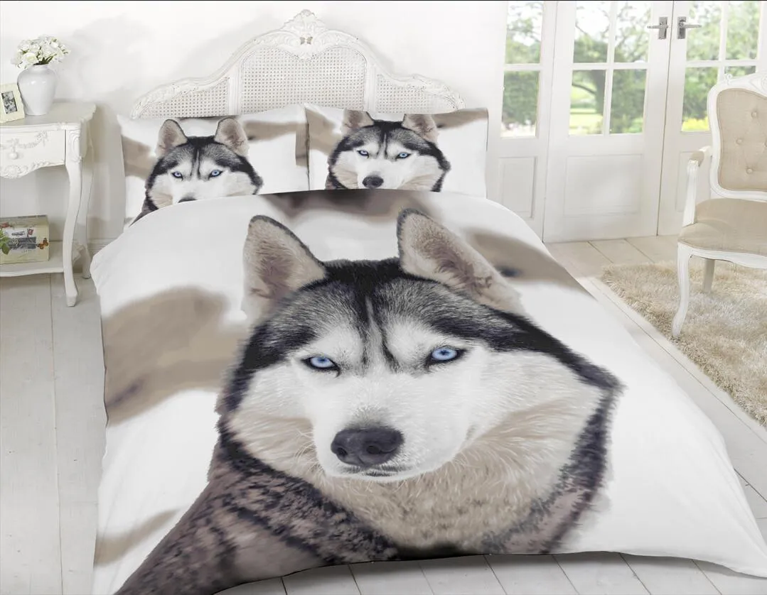 3D Effect Duvet Cover Quilt Bedding Set With Pillowcases Black and White Tiger SINGLE / DOUBLE / KING