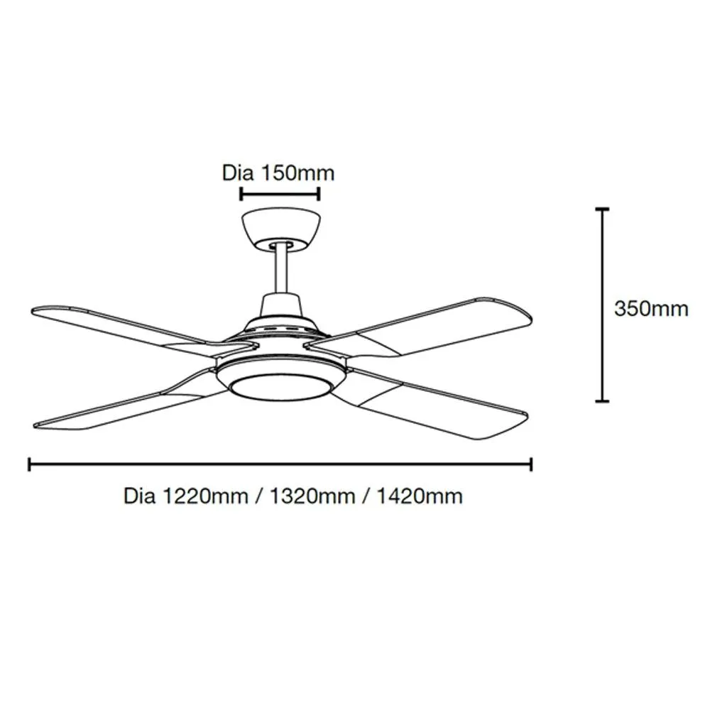 52" Discovery II AC Ceiling Fan Black, White with Light MDF1343M, MDF1343W Martec Lighting