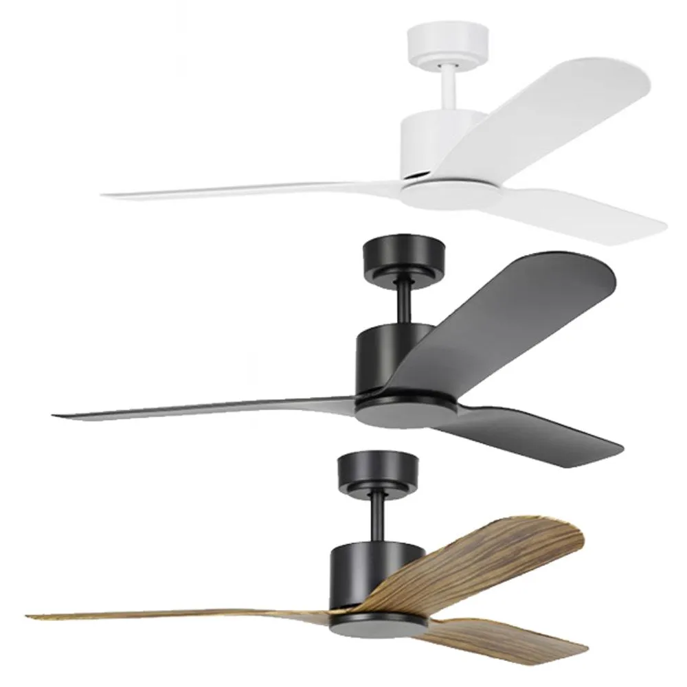 52" Iluka DC Ceiling Fan in Matt White, Matt Black or Black/Wood