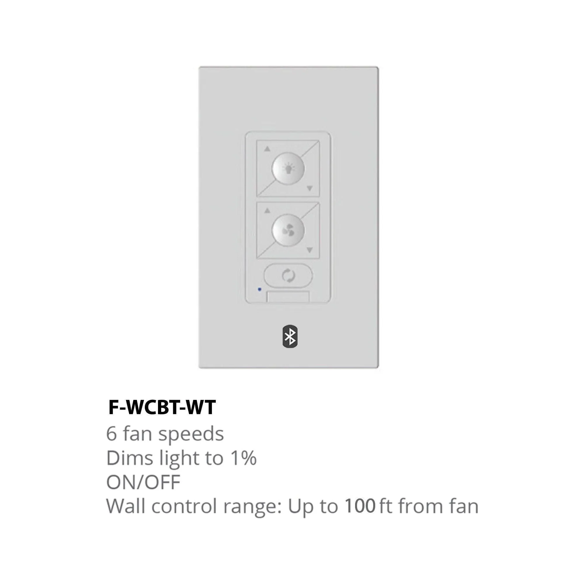 6-Speed Bluetooth Ceiling Fan Wall Control with Single Pole Wallplate