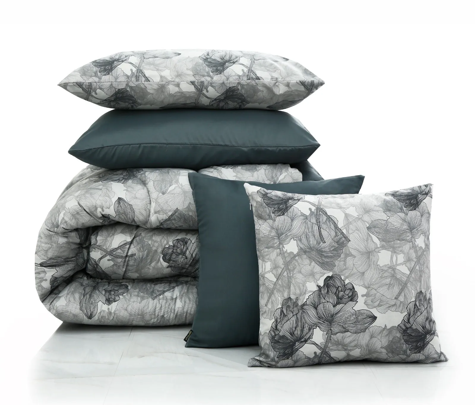 8 PCs Winter Comforter Set-Dusty Miller