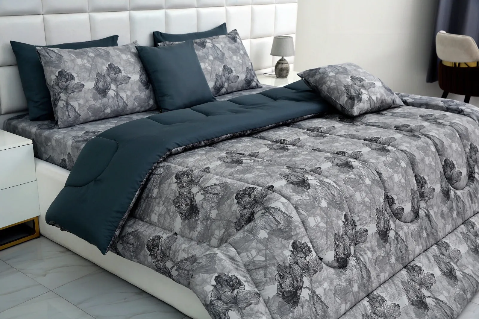 8 PCs Winter Comforter Set-Dusty Miller