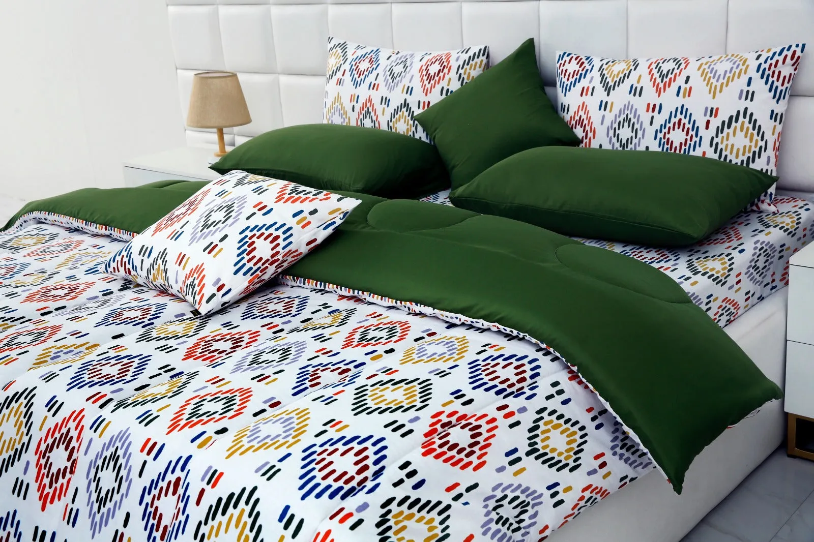 8 PCs Winter Comforter Set-Rainbow Diamond