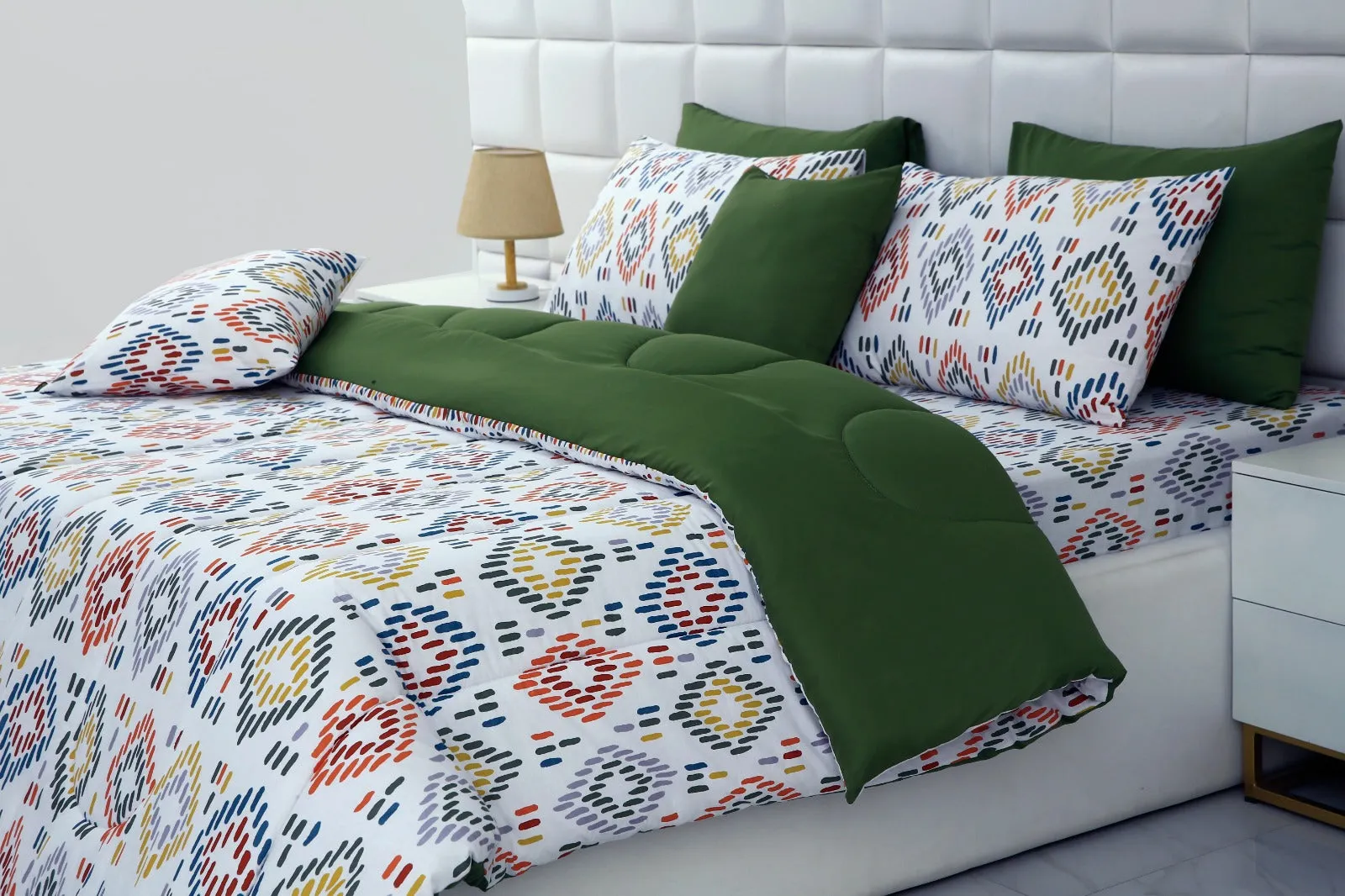 8 PCs Winter Comforter Set-Rainbow Diamond