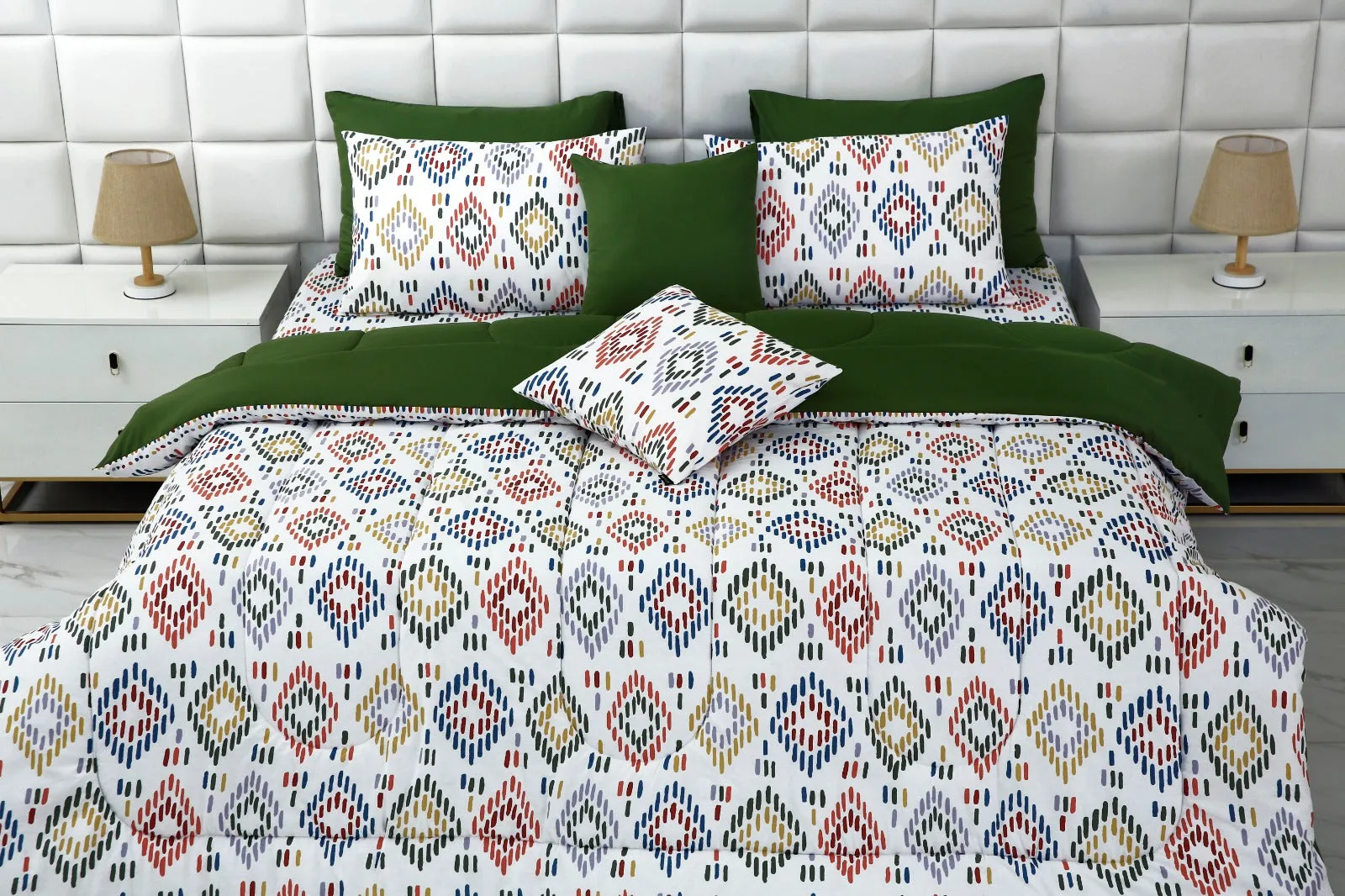 8 PCs Winter Comforter Set-Rainbow Diamond