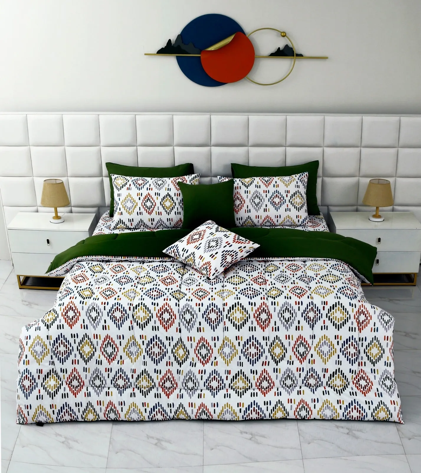 8 PCs Winter Comforter Set-Rainbow Diamond