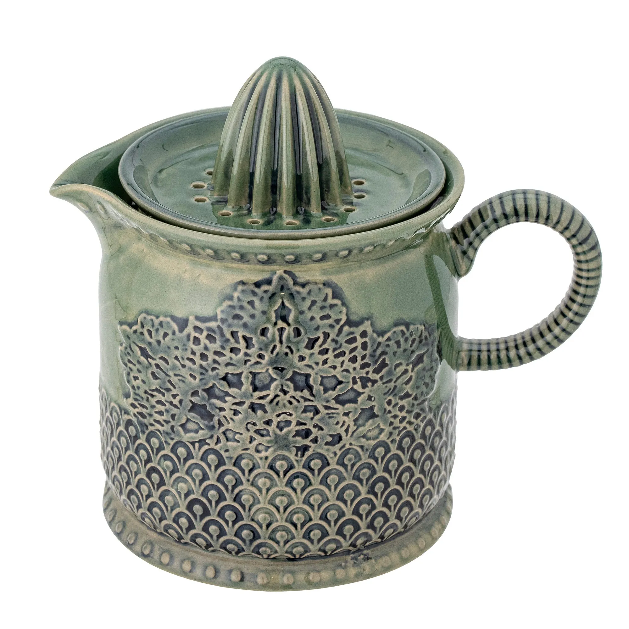 82057454 Liselu Lemon Juicer Green Stoneware