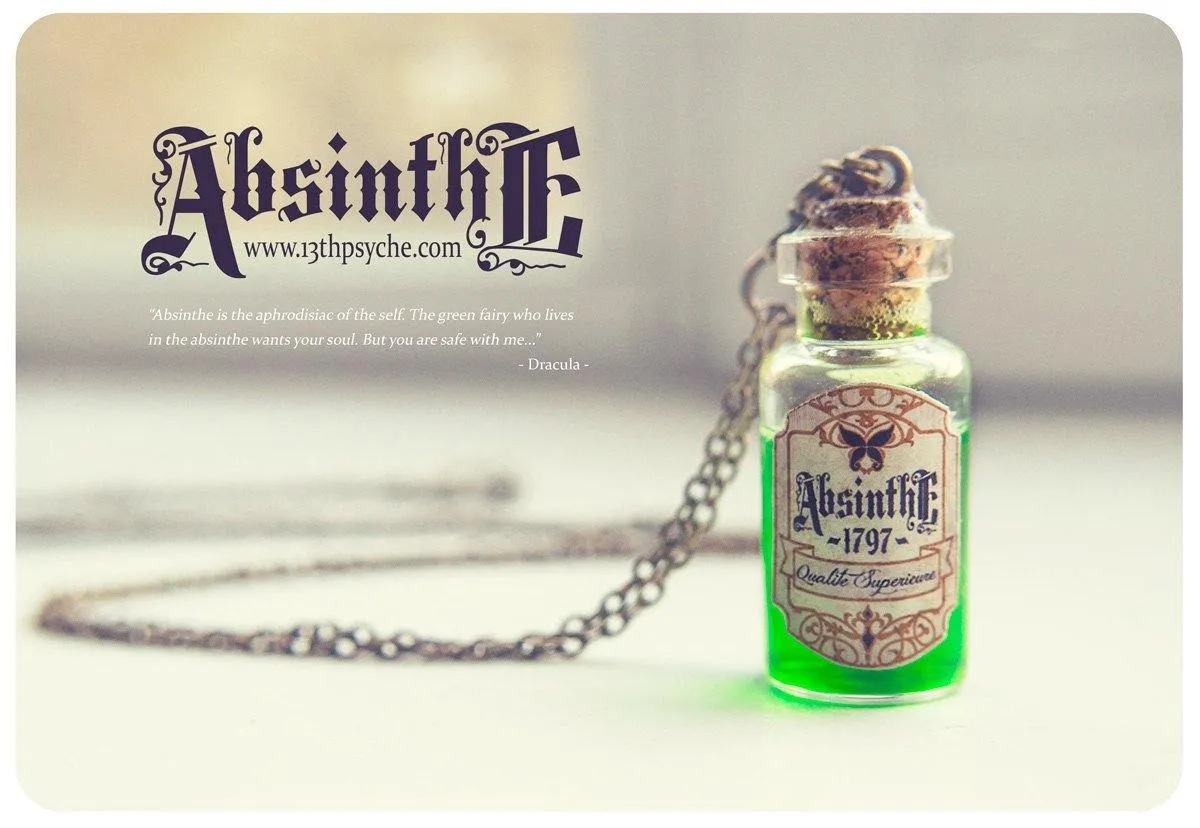 Absinthe bottle necklace