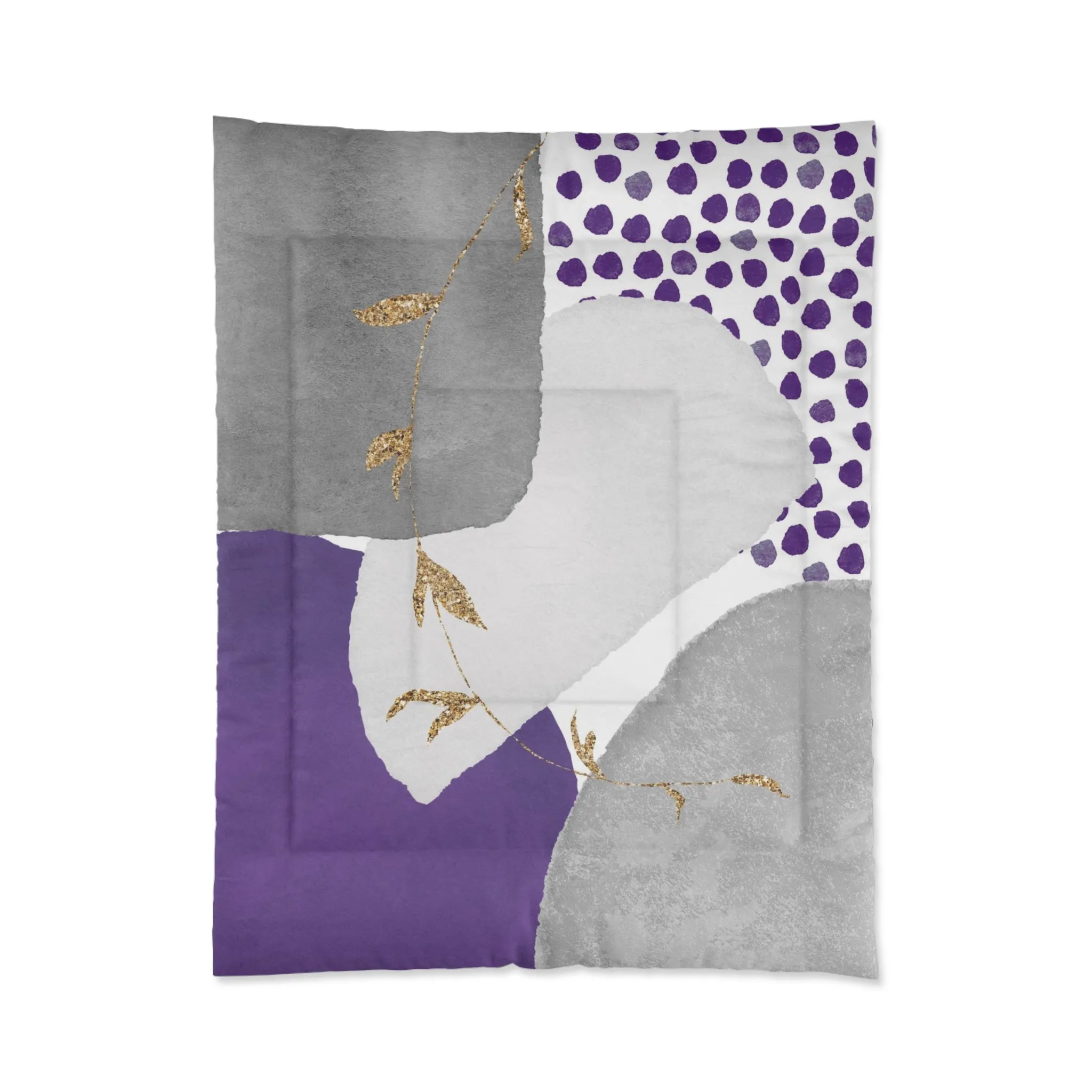 Abstract Bedding Comforter | Modern Grey, Lilac Lavender Purple Bathroom Decor