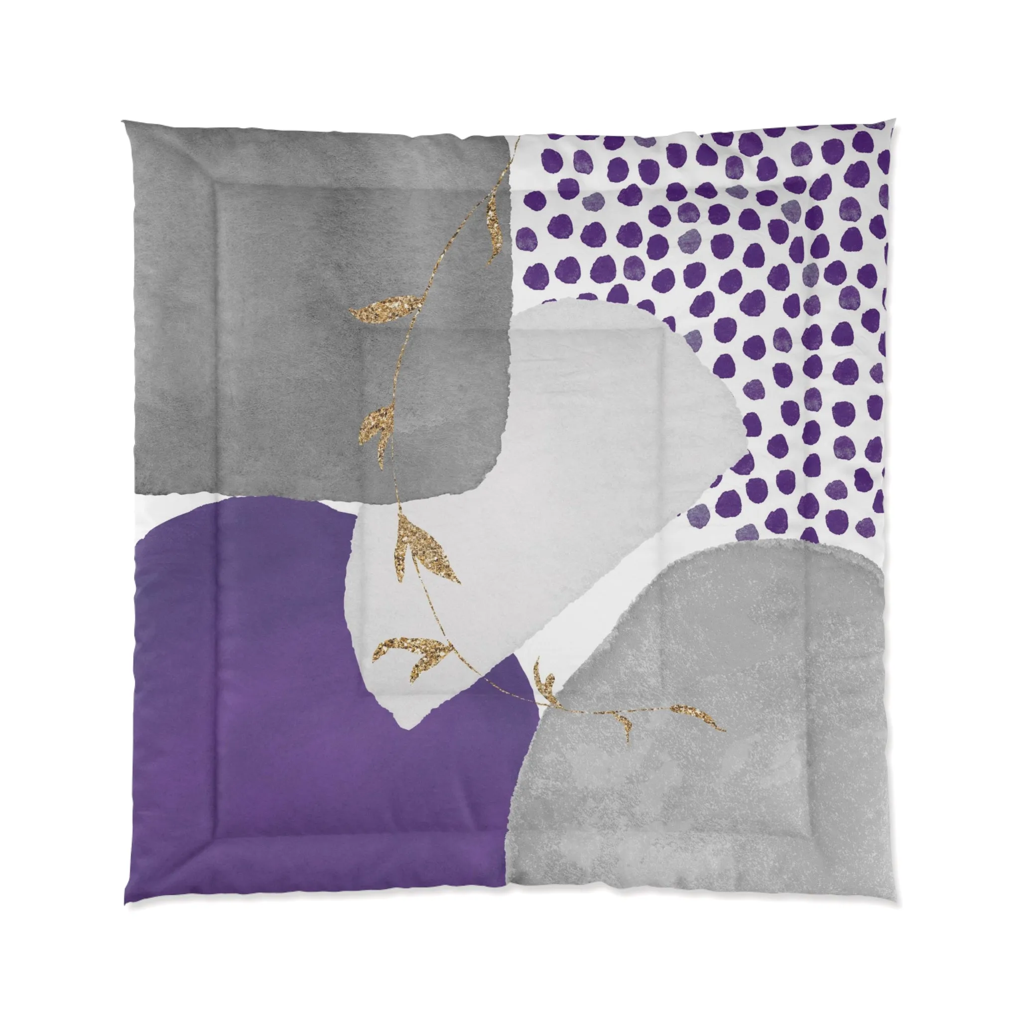 Abstract Bedding Comforter | Modern Grey, Lilac Lavender Purple Bathroom Decor