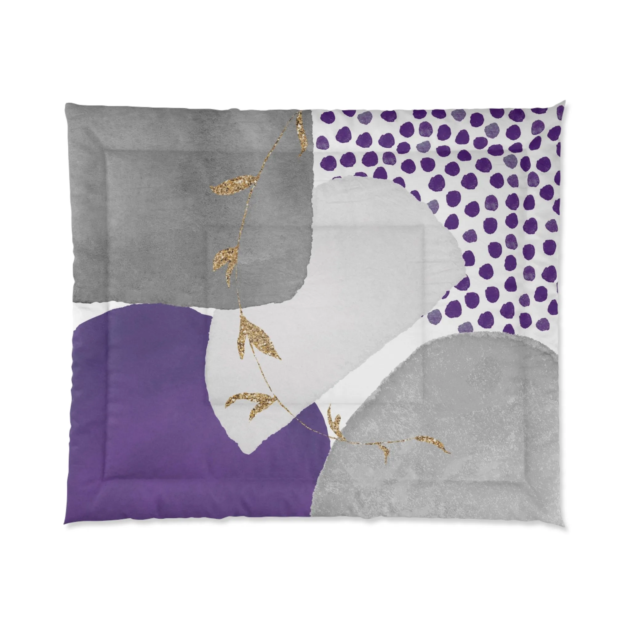 Abstract Bedding Comforter | Modern Grey, Lilac Lavender Purple Bathroom Decor