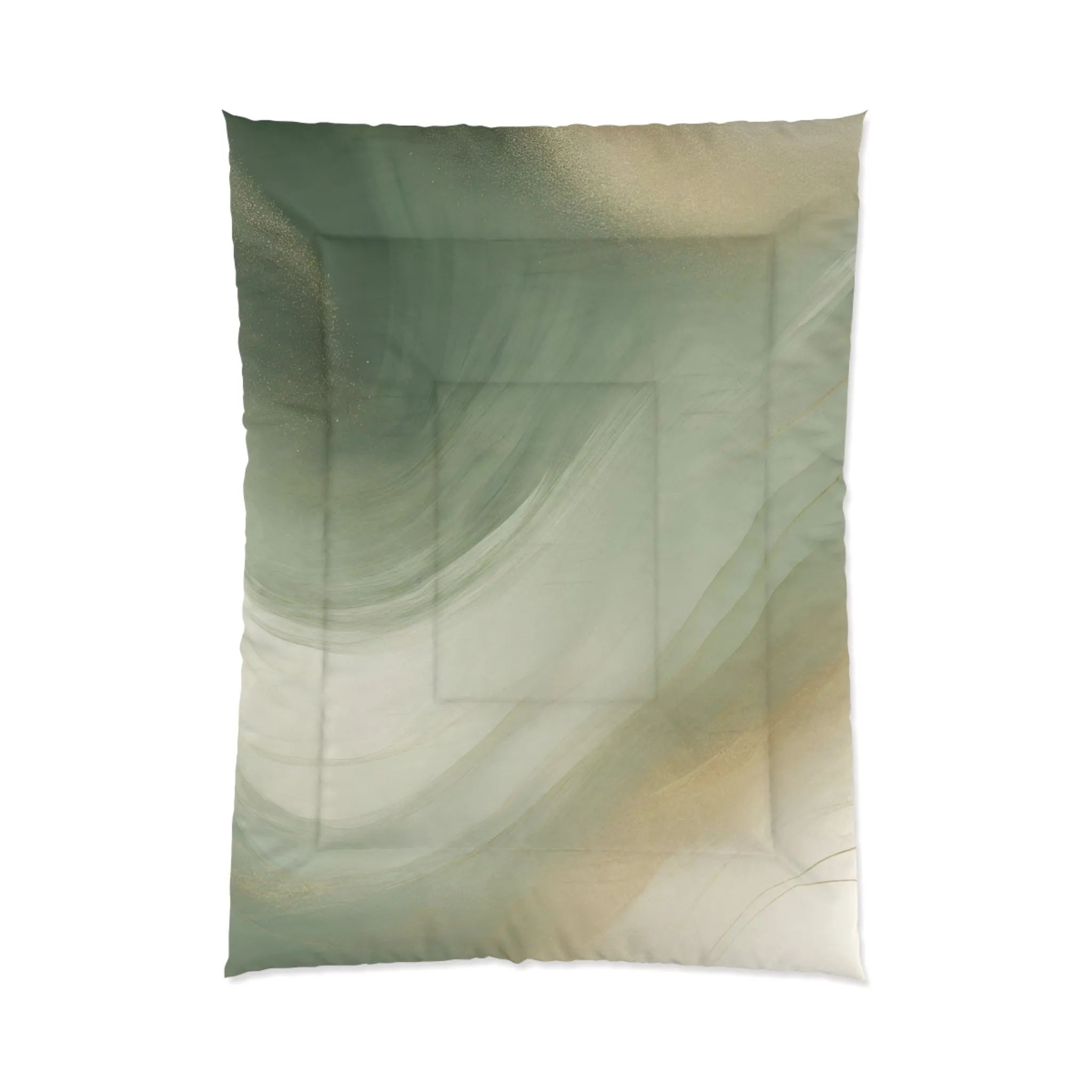 Abstract Bedding Comforter | Sage Green, Beige Ombre