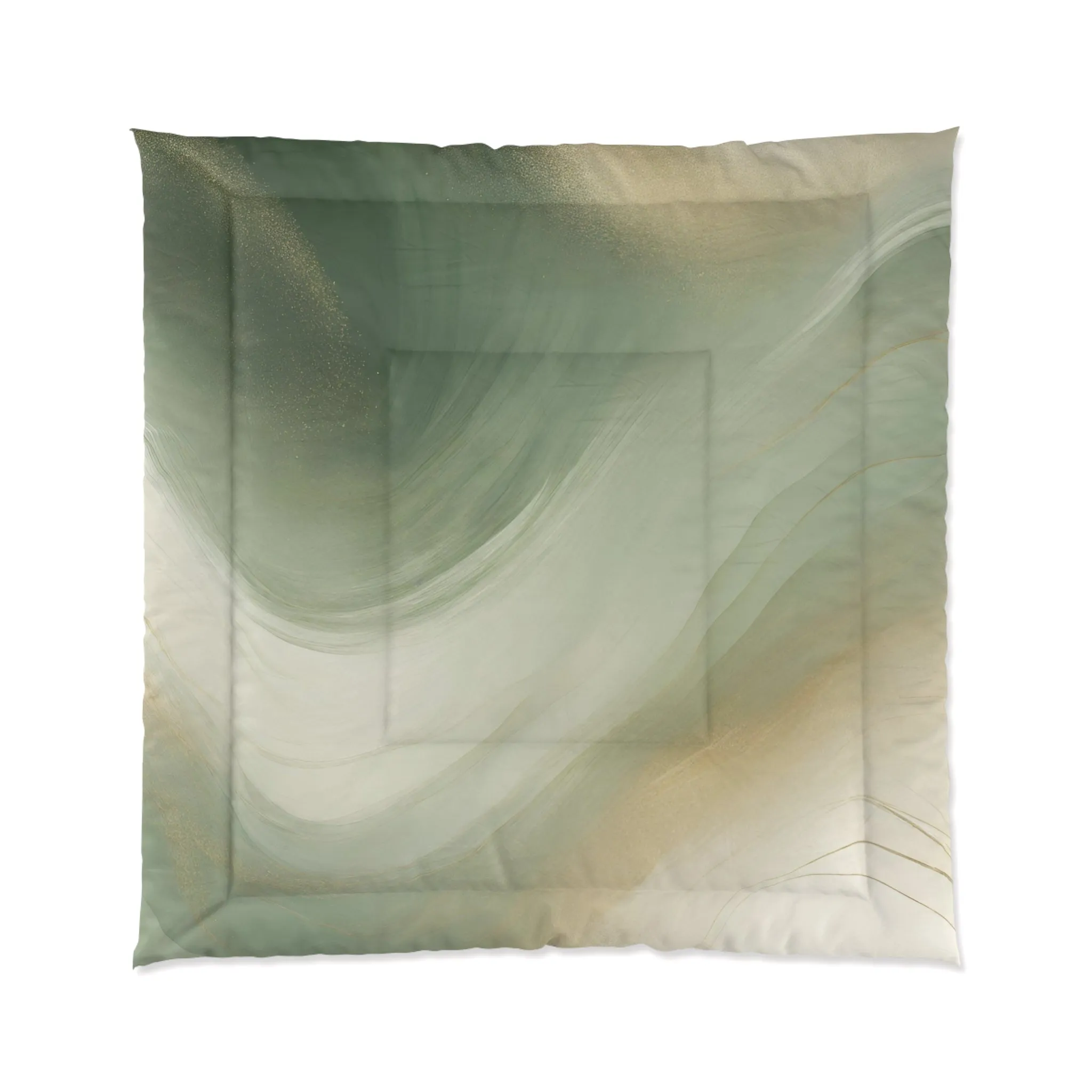 Abstract Bedding Comforter | Sage Green, Beige Ombre