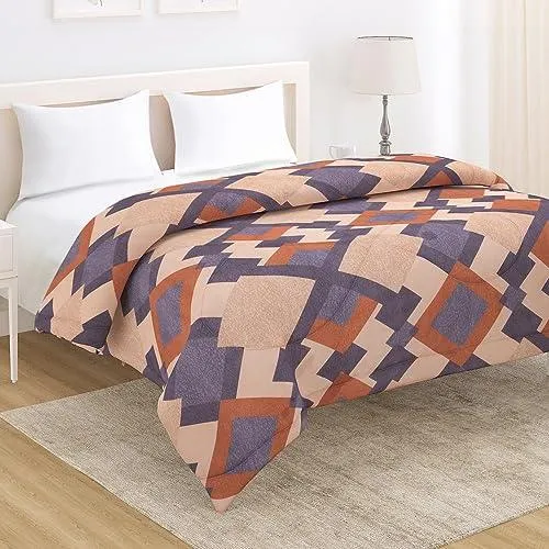 AC Comforter and Bedding Set for Double Bed, Beige Geometric Rhombus