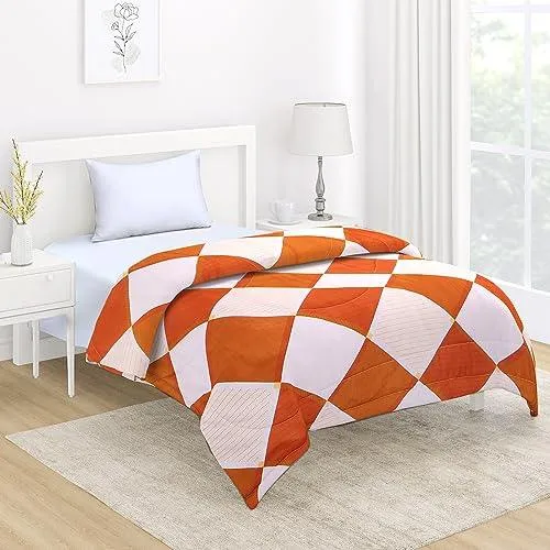 AC Comforter and Bedding Set for Single Bed, Rhombus Brick Red