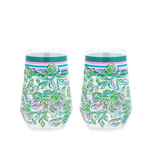 Acrylic Wine Glass Set by Lilly Pulitzer - Chick Magnet