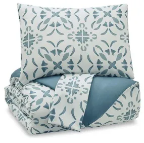 Adason Blue/White Queen Comforter Set