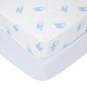 aden   anais Cotton Poplin Crib Sheets 2 pack Time to Dream Blue