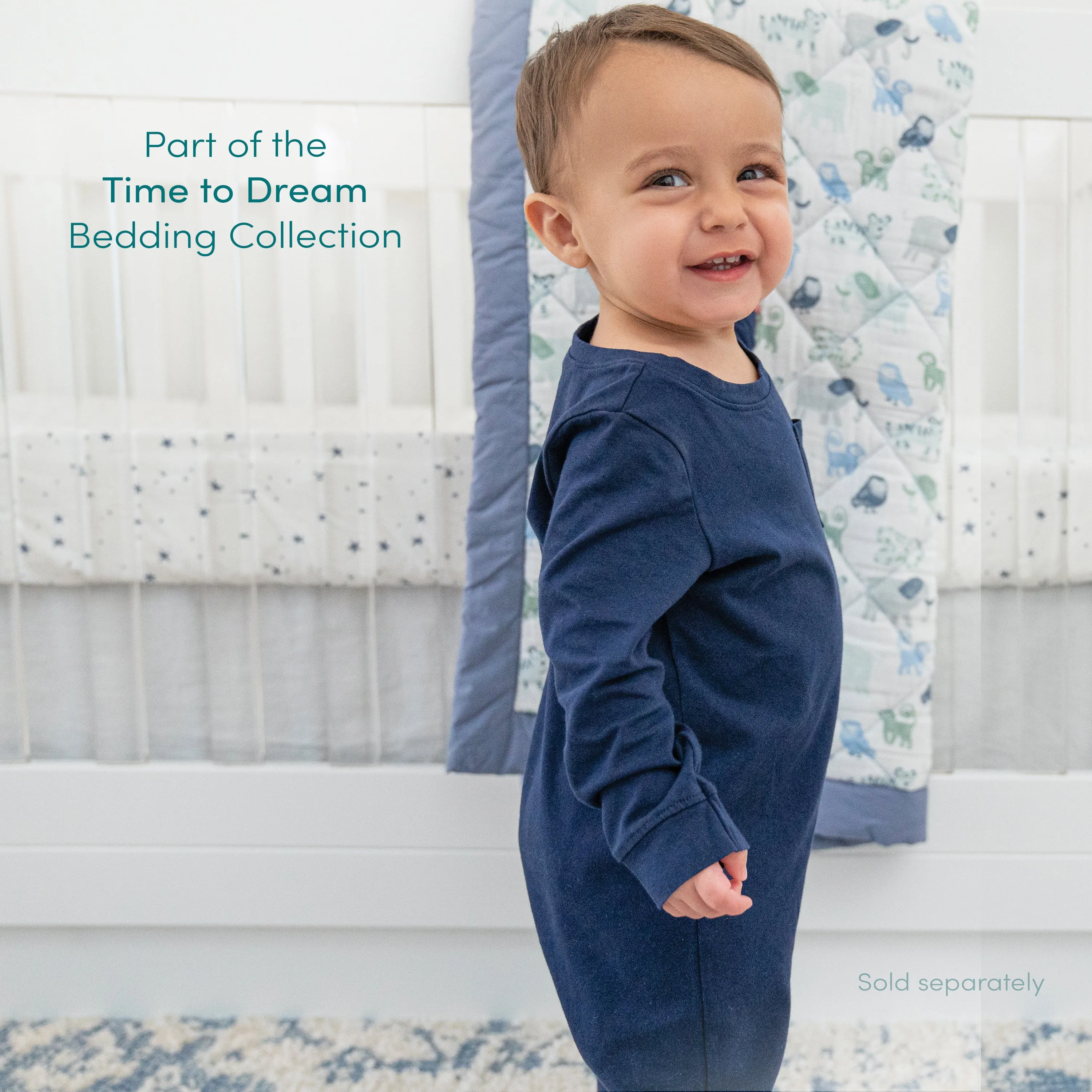 aden   anais Cotton Poplin Crib Sheets 2 pack Time to Dream Blue