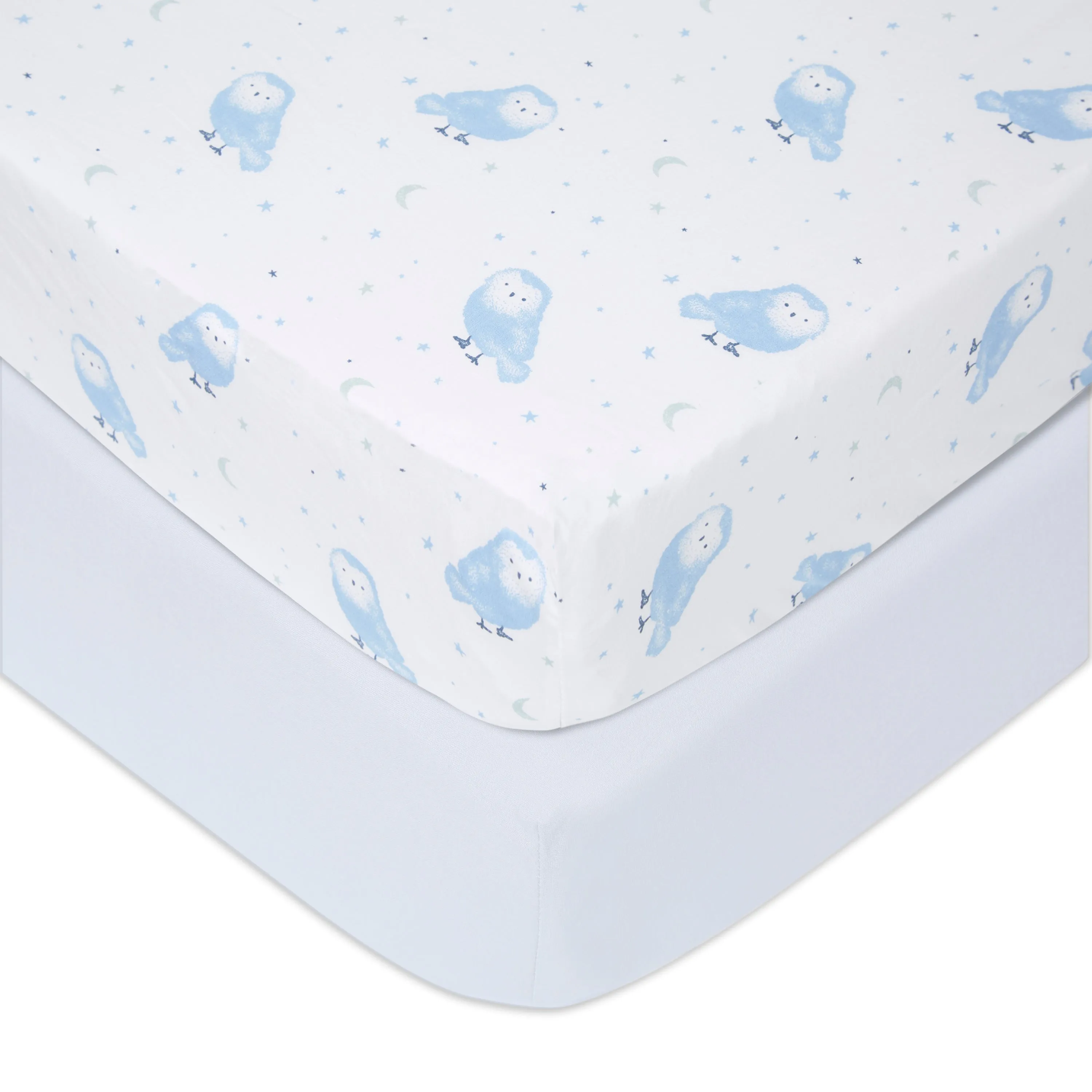 aden   anais Cotton Poplin Crib Sheets 2 pack Time to Dream Blue