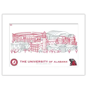 Alabama Crimson Tide Matted Campus Wall Art 11" x 14"