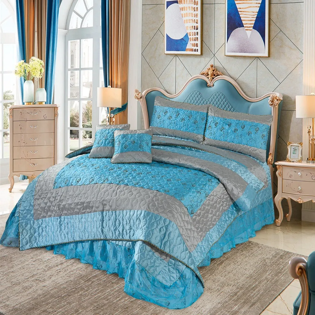 Alpine 6 Pcs Bedding Set with Filled Comforter Sky Blue