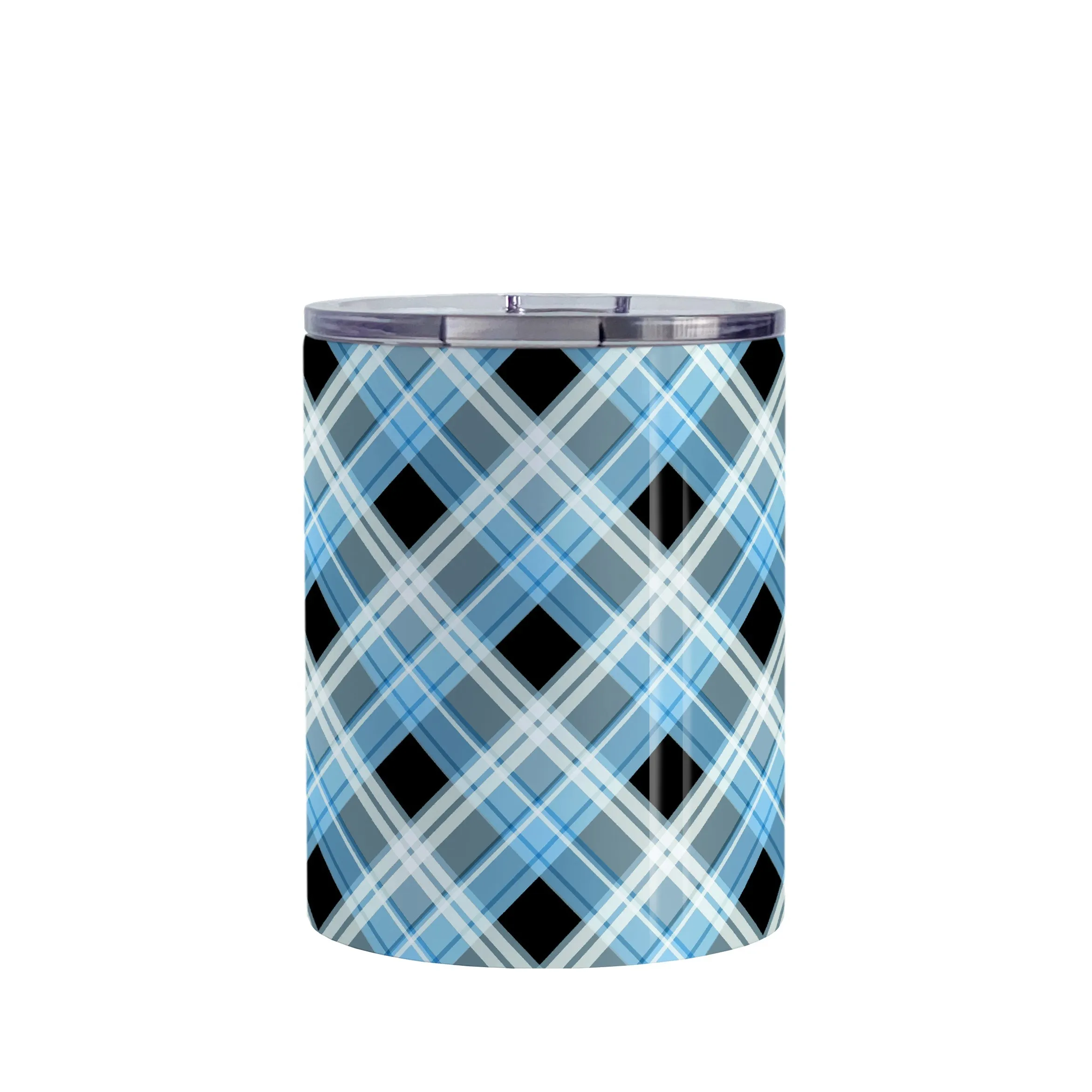 Alternative Black and Blue Plaid Tumbler Cup