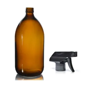 Amber glass bottle 1000ml - Trigger spray