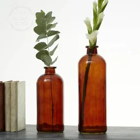 Amber Glass Bottle Vases