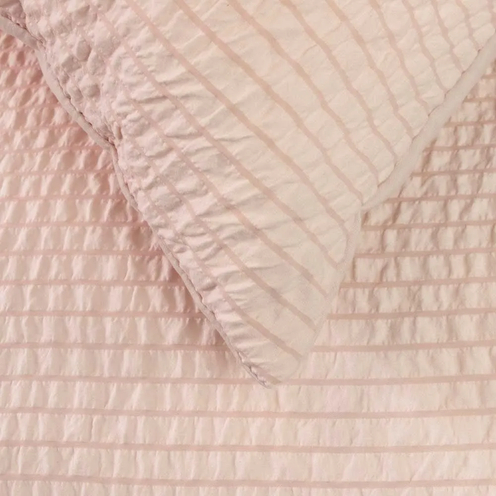 Ardor Ingrid Blush Seersucker Stripe Quilt Cover Set Double