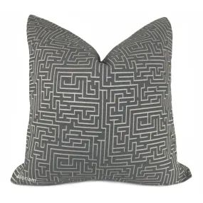 Ariadne Gray Labyrinth Maze Pillow Cover