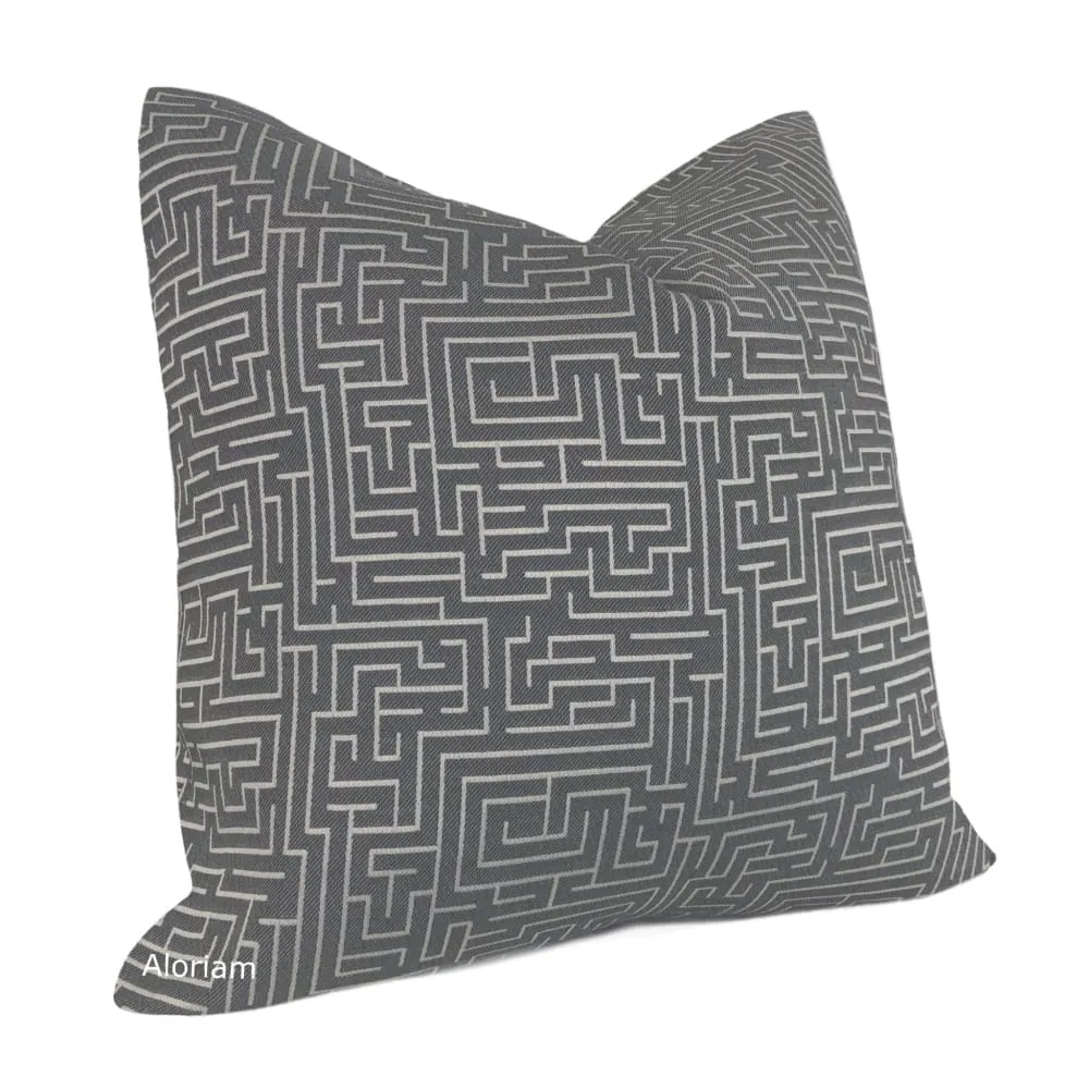 Ariadne Gray Labyrinth Maze Pillow Cover