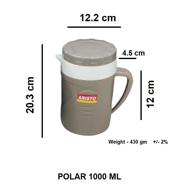 Aristo Polar Insulated Flask Inner Stainless Steel Jug| BPA Free | Hot and Cold | Tea Jug | Coffee Jug | Water Jug |1000 ml