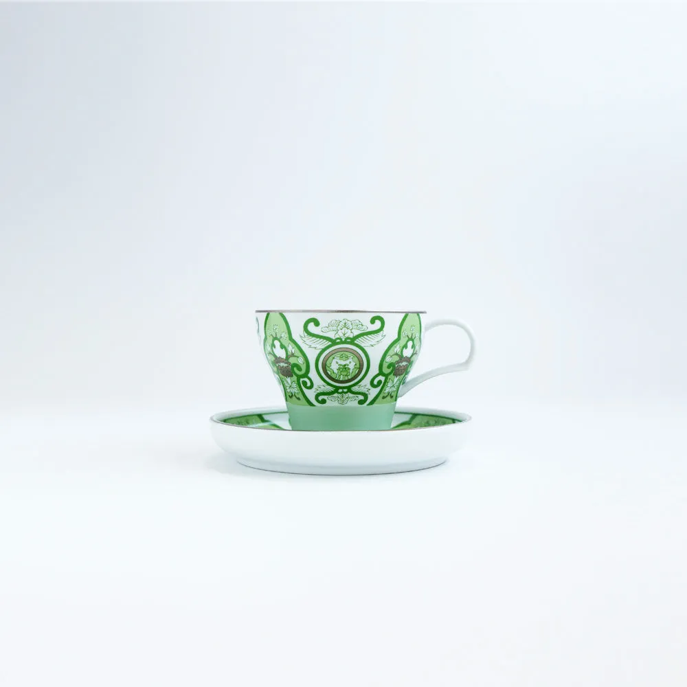 Arita Yaki(ware) Tea Coffee Mug Cup and Saucer Set - Japanese Tea Green