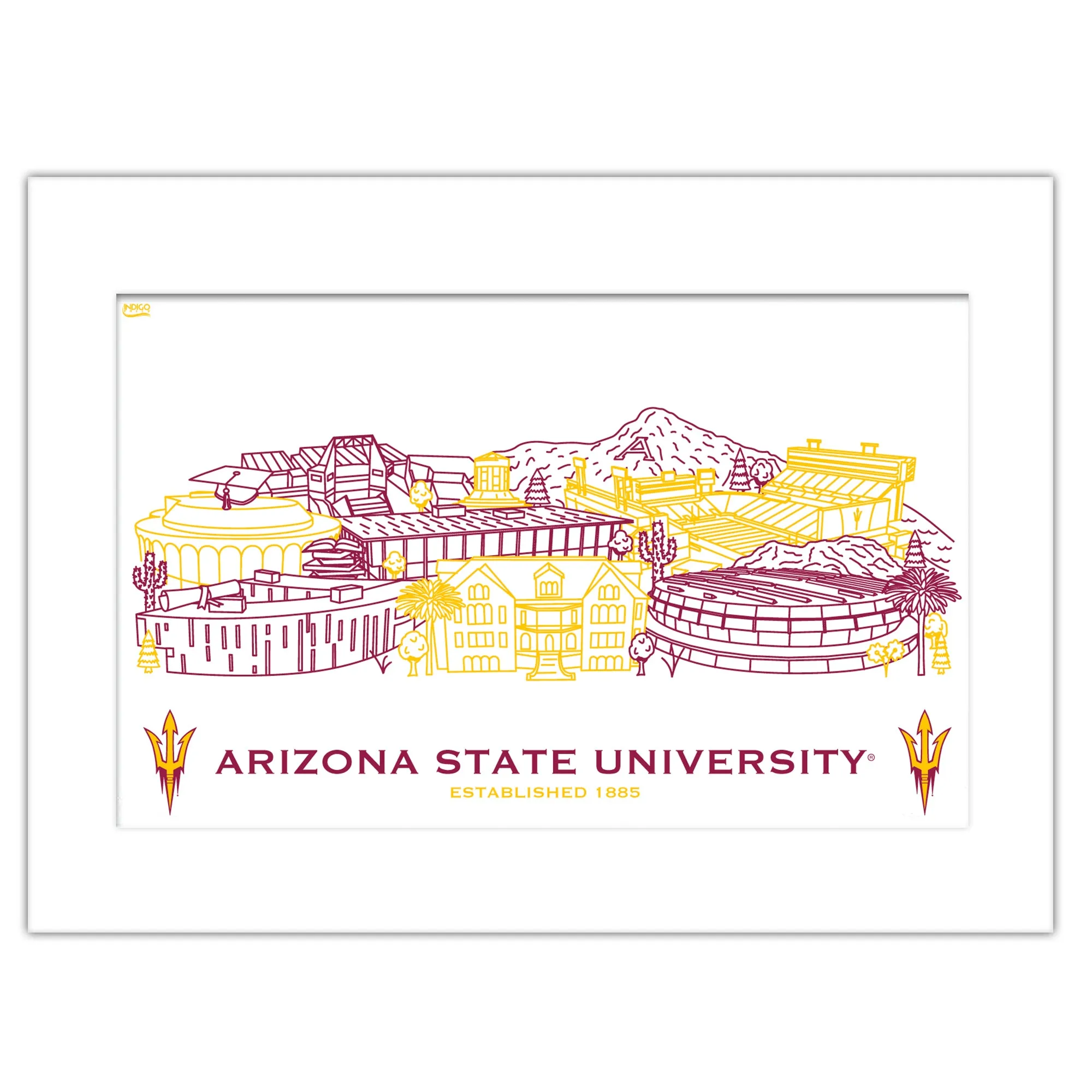 Arizona State Sun Devils Matted Campus Wall Art 11" x 14"